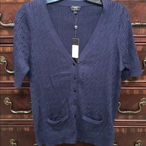 Talbots Blue Short sleeve cardigan button down